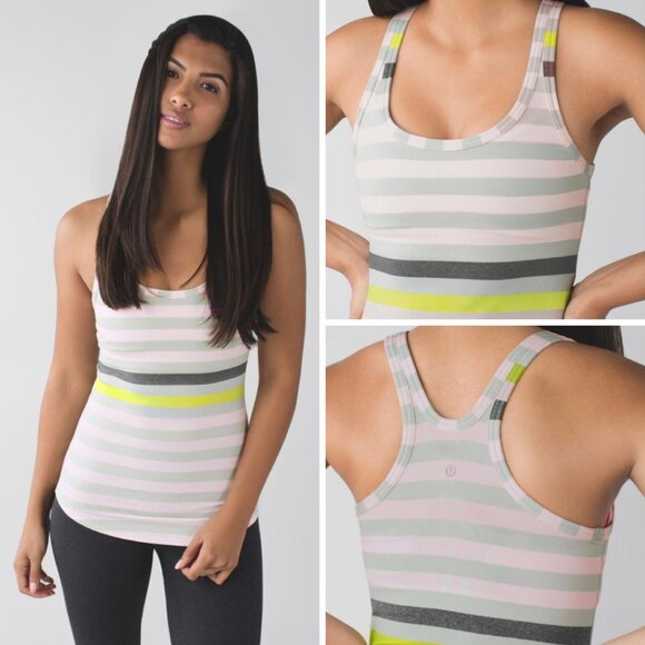 lululemon athletica Tops - Lululemon Studio Racerback Striped Tank in Heathered Silverspoon, Size 0/2